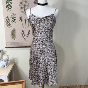 Abercrombie Fitch Satin Floral Mini Slip Dress Garden Party Romantic Sexy S Tall